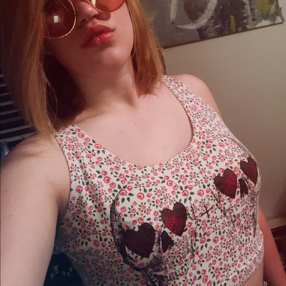 Sugar skull floral crop top